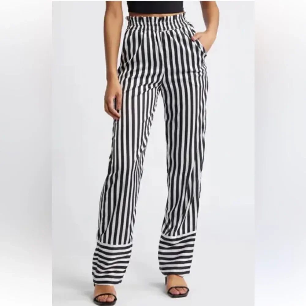 DIARRABLU Leer Ben Palazzo Pants Silky Striped Women’s Small